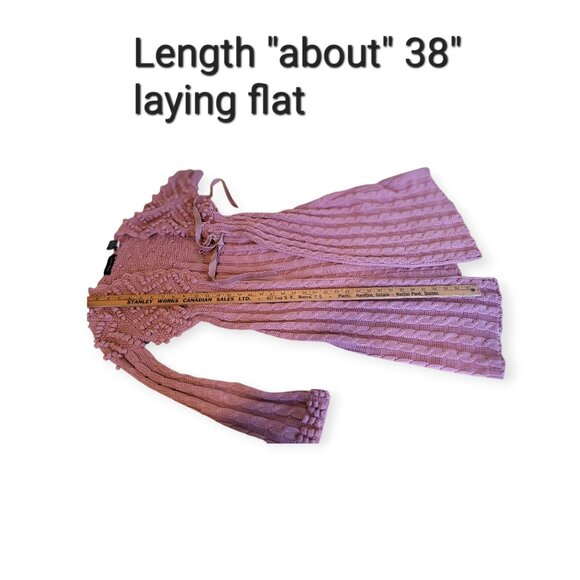 Y2K Lavender Rib-Tied Long Bobble Cardigan Vintage Fairycore XS Soft Girl - Picture 9 of 11